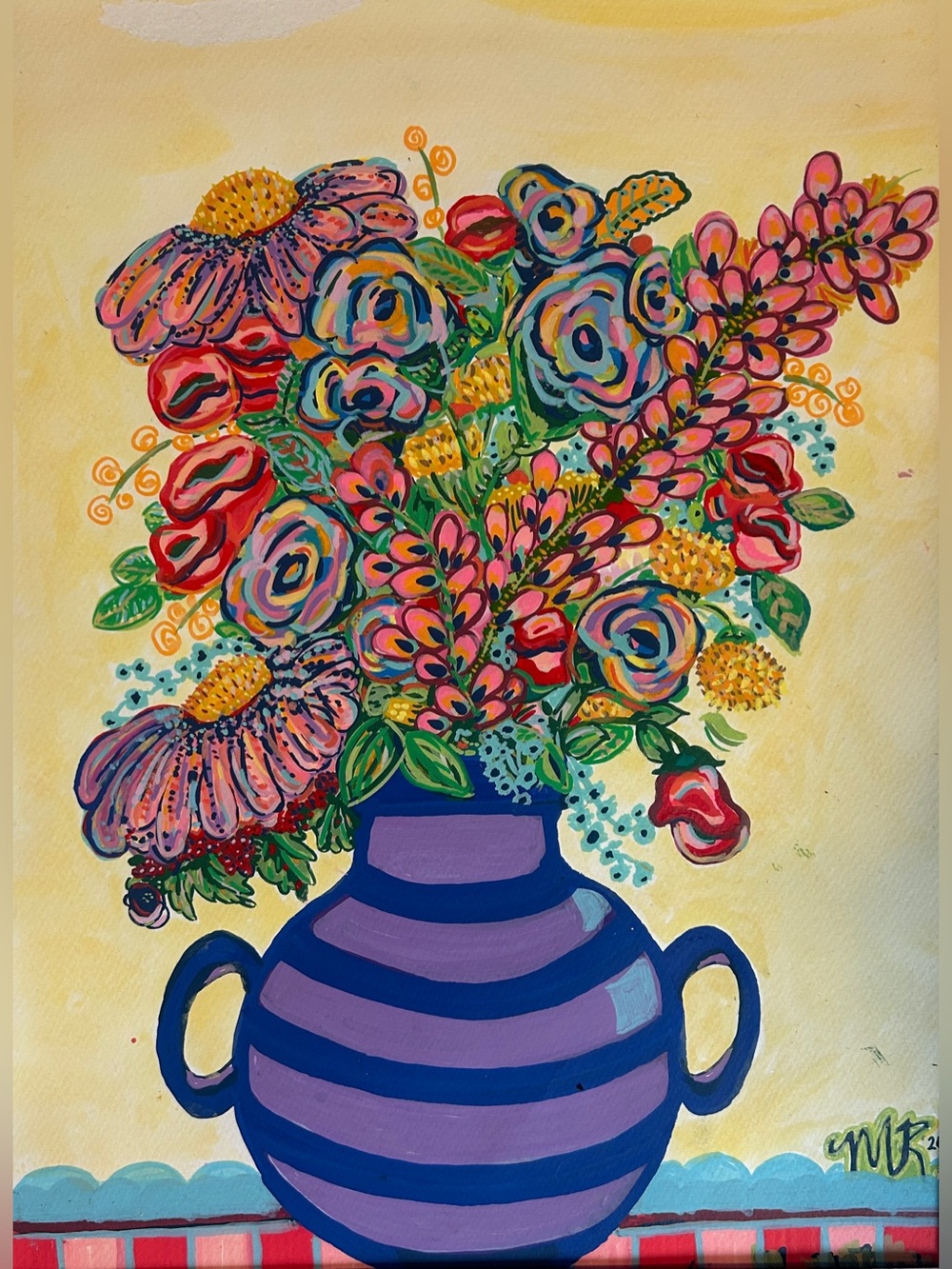 Modern Floral Still Life Painting โข 12x17 โข Original Artwork